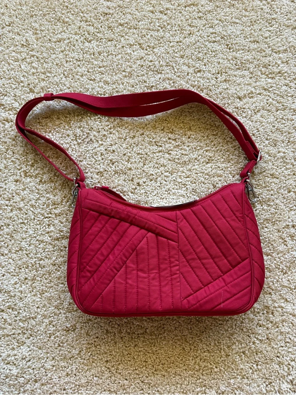 Vera Bradley Frannie Crescent Crossbody Cardinal Red Quilted‎ Shoulder Bag NWT